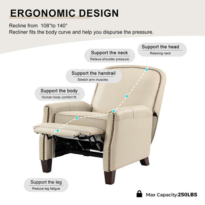 Poltrona reclinabile Gladis Modern Retro in vera pelle con finiture a borchie di HULALA HOME