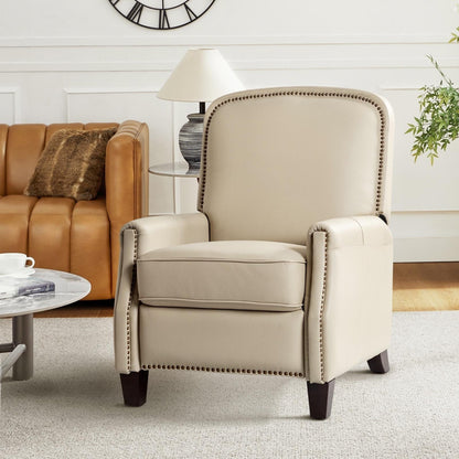 Poltrona reclinabile Gladis Modern Retro in vera pelle con finiture a borchie di HULALA HOME