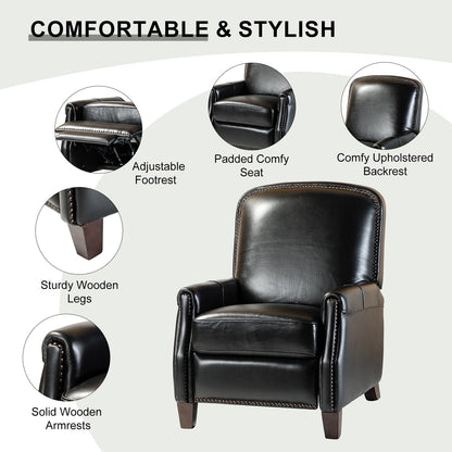 Poltrona reclinabile Gladis Modern Retro in vera pelle con finiture a borchie di HULALA HOME