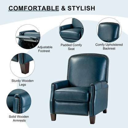 Poltrona reclinabile Gladis Modern Retro in vera pelle con finiture a borchie di HULALA HOME