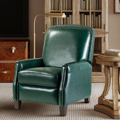 Poltrona reclinabile Gladis Modern Retro in vera pelle con finiture a borchie di HULALA HOME