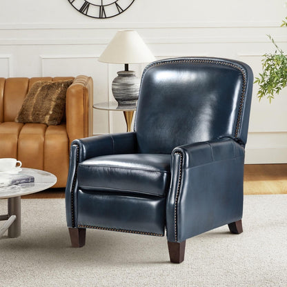 Poltrona reclinabile Gladis Modern Retro in vera pelle con finiture a borchie di HULALA HOME