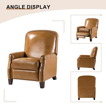 Poltrona reclinabile Gladis Modern Retro in vera pelle con finiture a borchie di HULALA HOME