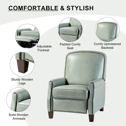 Poltrona reclinabile Gladis Modern Retro in vera pelle con finiture a borchie di HULALA HOME