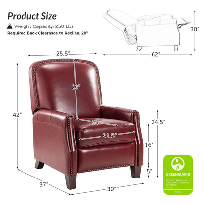 Poltrona reclinabile Gladis Modern Retro in vera pelle con finiture a borchie di HULALA HOME