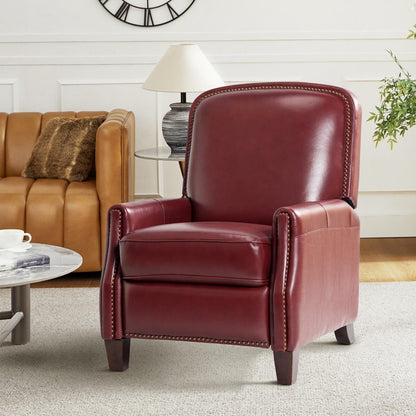 Poltrona reclinabile Gladis Modern Retro in vera pelle con finiture a borchie di HULALA HOME