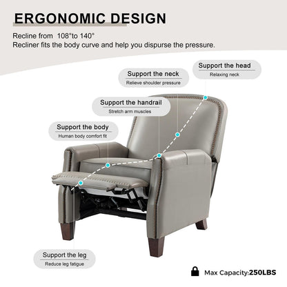 Poltrona reclinabile Gladis Modern Retro in vera pelle con finiture a borchie di HULALA HOME