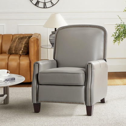 Poltrona reclinabile Gladis Modern Retro in vera pelle con finiture a borchie di HULALA HOME