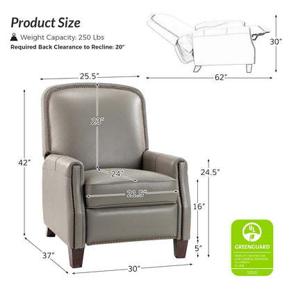 Poltrona reclinabile Gladis Modern Retro in vera pelle con finiture a borchie di HULALA HOME