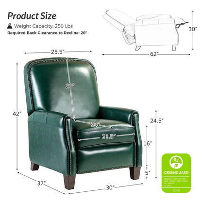 Poltrona reclinabile Gladis Modern Retro in vera pelle con finiture a borchie di HULALA HOME