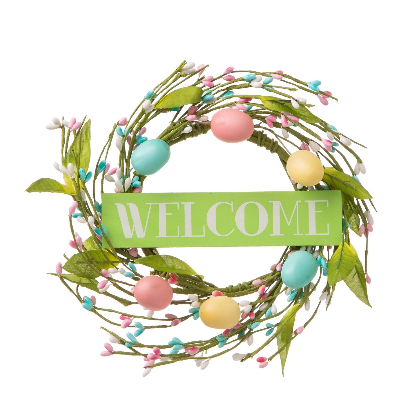 Glitzhome 30H Decorazione per portico con cartello in legno a forma di coniglietto pasquale con ghirlanda