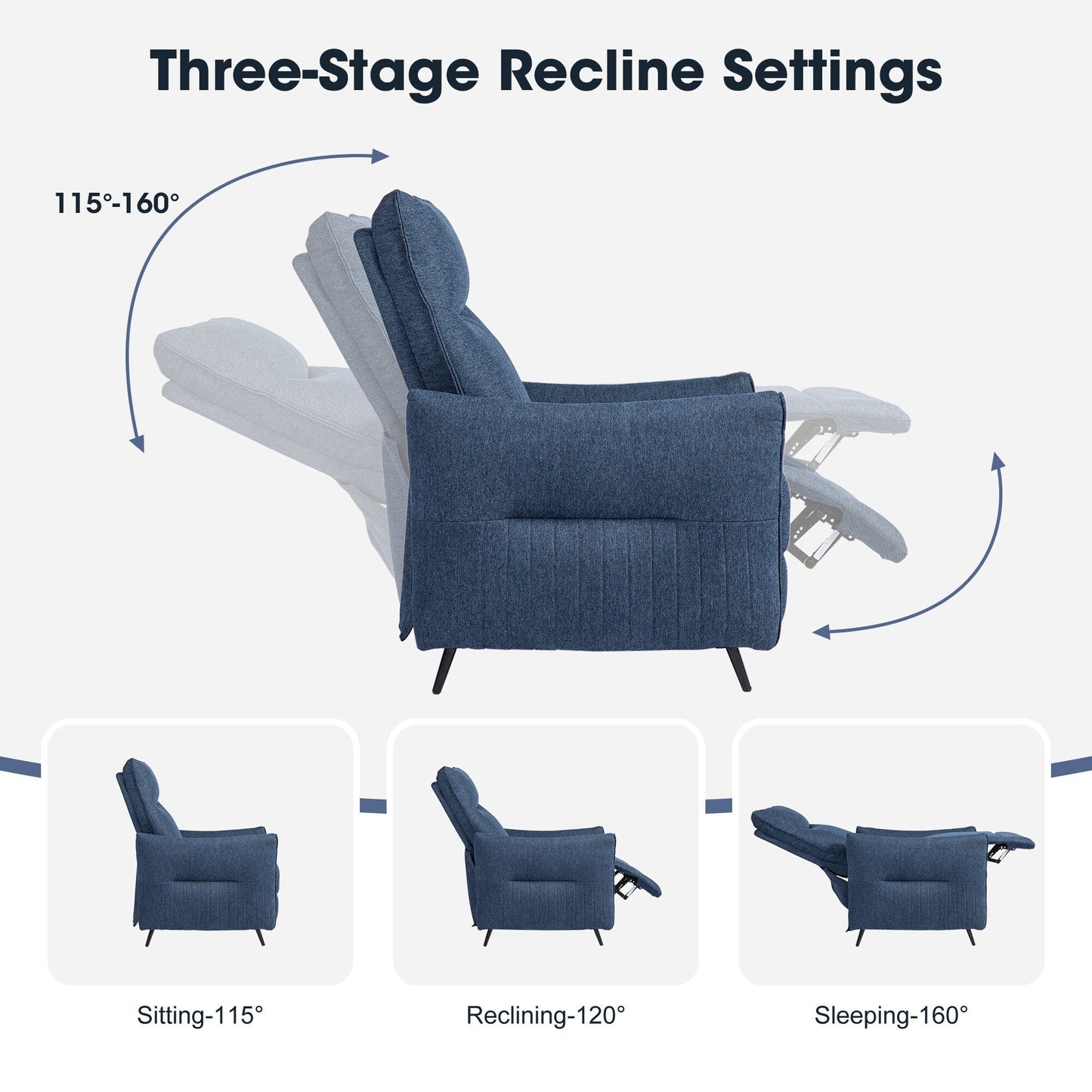 Poltrona reclinabile Glitzhome 41H in tessuto con schienale ergonomico segmentato