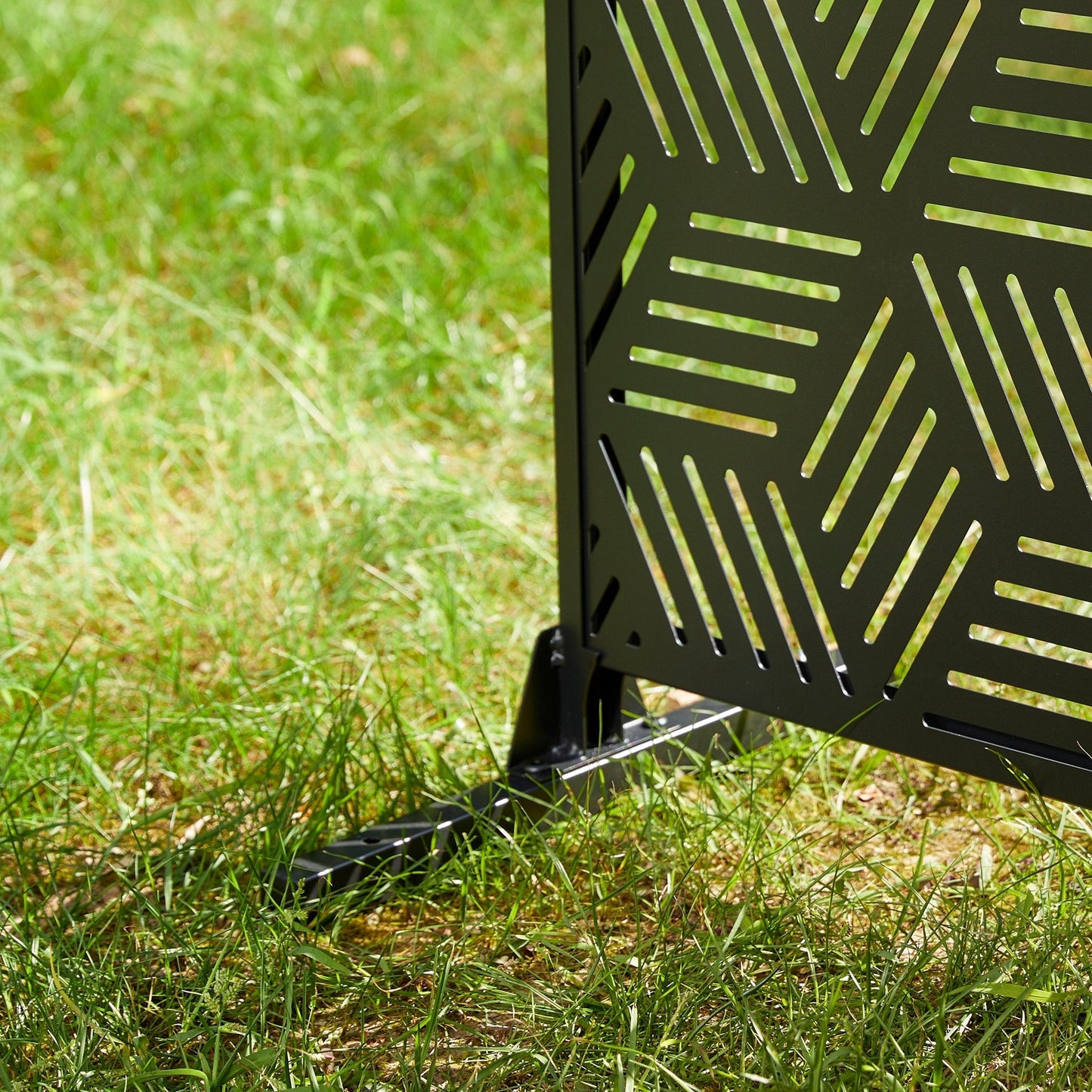 Glitzhome, recinzione divisoria per la privacy a 3 pannelli con motivo floreale zincato da 6 piedi