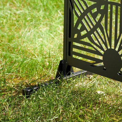 Glitzhome, recinzione divisoria per la privacy a 3 pannelli con motivo floreale zincato da 6 piedi