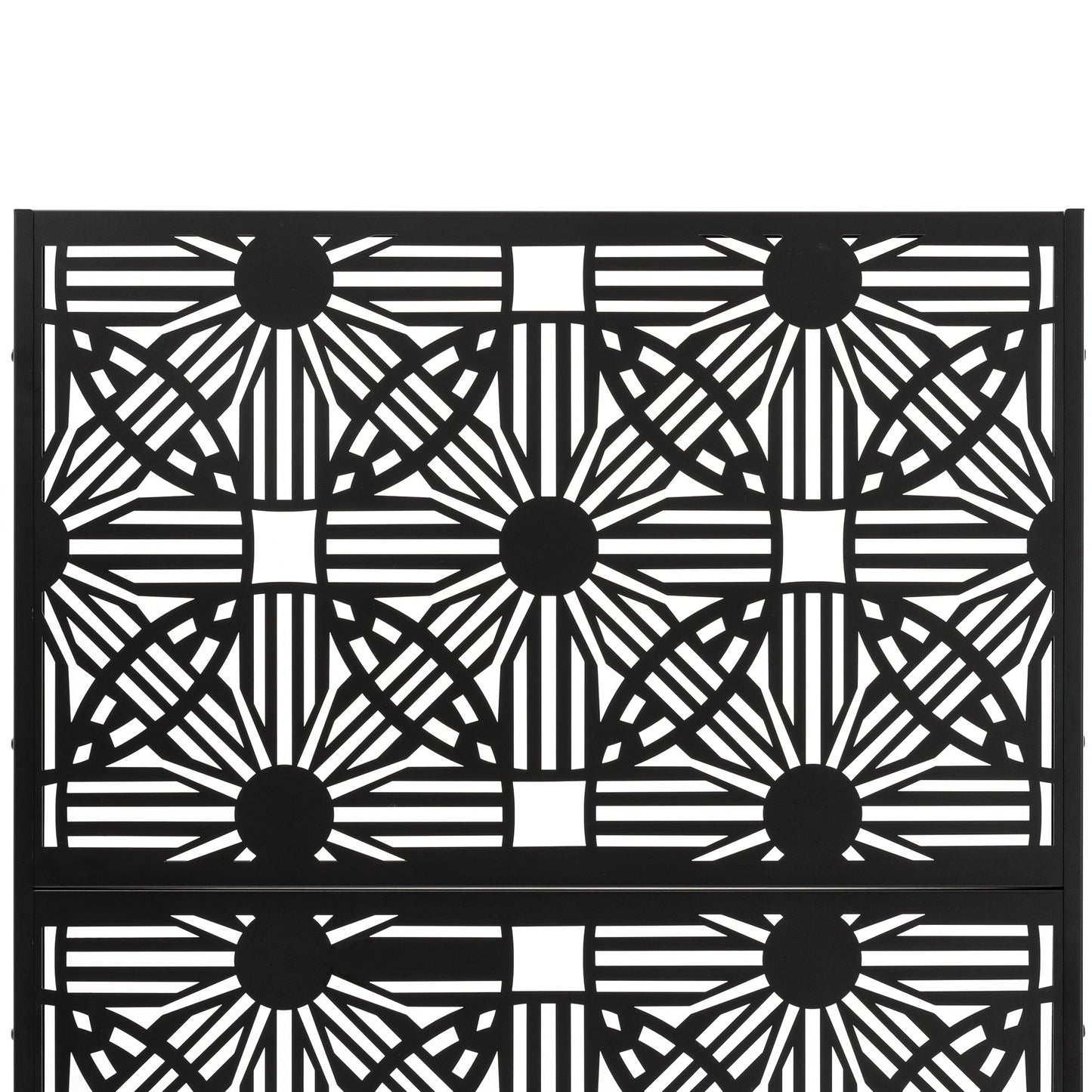 Glitzhome, recinzione divisoria per la privacy a 3 pannelli con motivo floreale zincato da 6 piedi