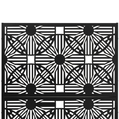 Glitzhome, recinzione divisoria per la privacy a 3 pannelli con motivo floreale zincato da 6 piedi