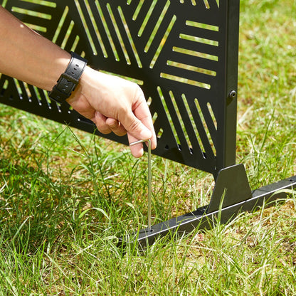 Glitzhome, recinzione divisoria per la privacy a 3 pannelli con motivo floreale zincato da 6 piedi