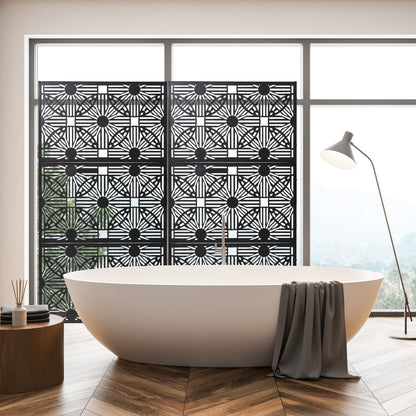 Glitzhome, recinzione divisoria per la privacy a 3 pannelli con motivo floreale zincato da 6 piedi