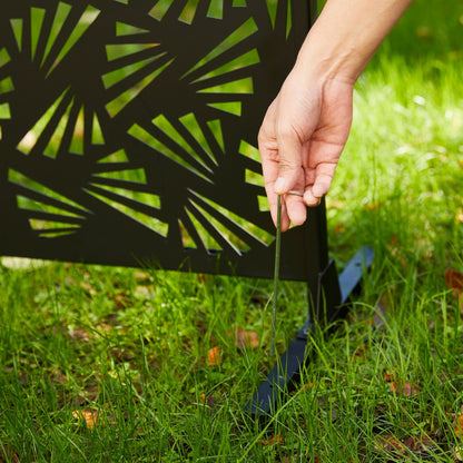 Glitzhome, recinzione divisoria per la privacy a 3 pannelli con motivo floreale zincato da 6 piedi