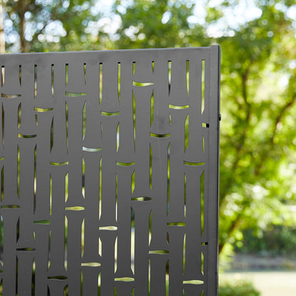 Glitzhome, recinzione divisoria per la privacy a 3 pannelli con motivo floreale zincato da 6 piedi