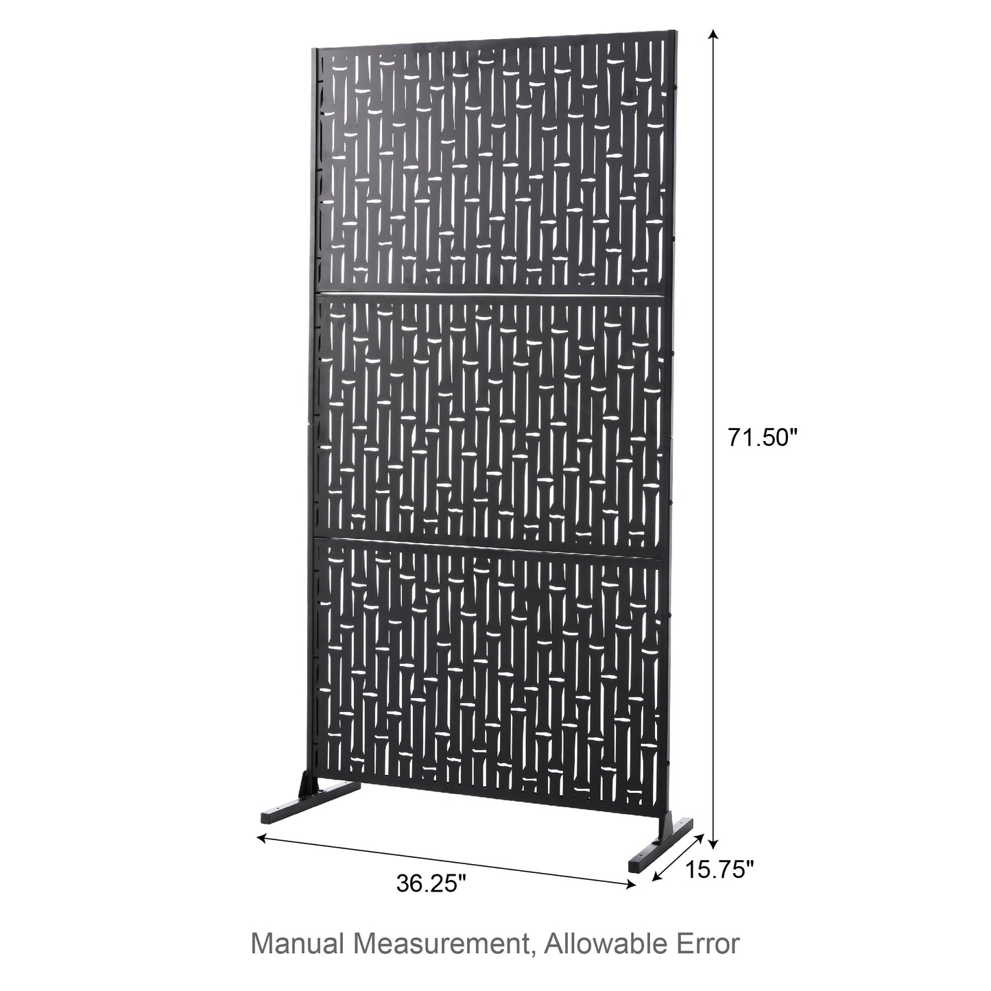 Glitzhome, recinzione divisoria per la privacy a 3 pannelli con motivo floreale zincato da 6 piedi