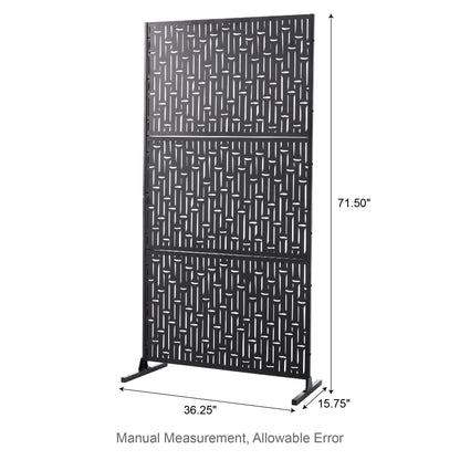 Glitzhome, recinzione divisoria per la privacy a 3 pannelli con motivo floreale zincato da 6 piedi