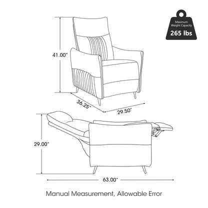 Poltrona reclinabile Glitzhome 41H in tessuto con schienale ergonomico segmentato