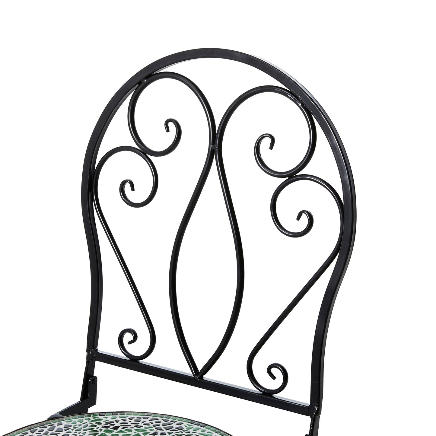 Glitzhome Set da bistrot pieghevole in metallo per esterni, 3 pezzi, tavolo e sedie da patio