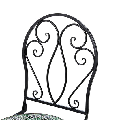 Glitzhome Set da bistrot pieghevole in metallo per esterni, 3 pezzi, tavolo e sedie da patio