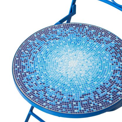 Glitzhome Set da bistrot pieghevole in metallo per esterni, 3 pezzi, tavolo e sedie da patio