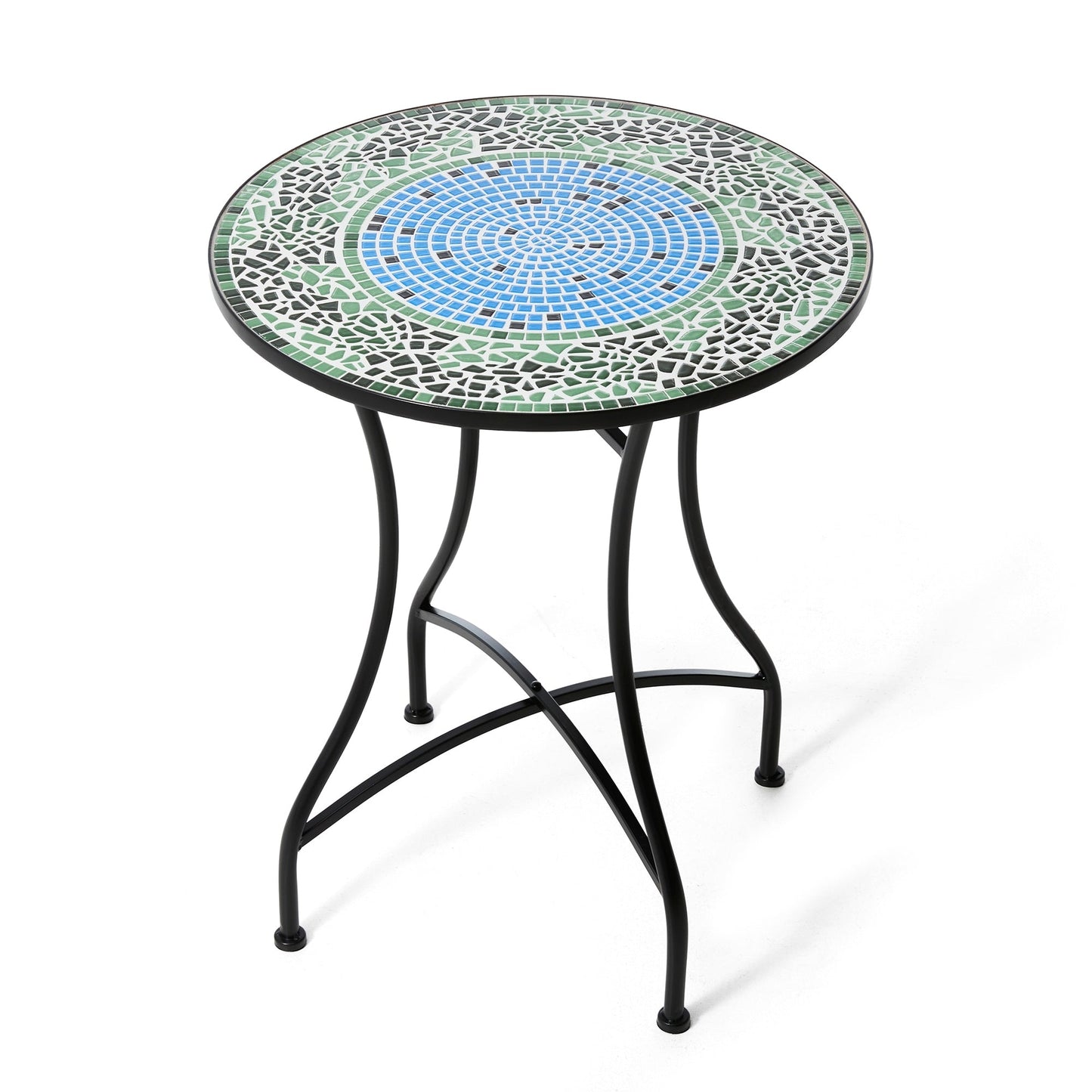 Glitzhome Set da bistrot pieghevole in metallo per esterni, 3 pezzi, tavolo e sedie da patio