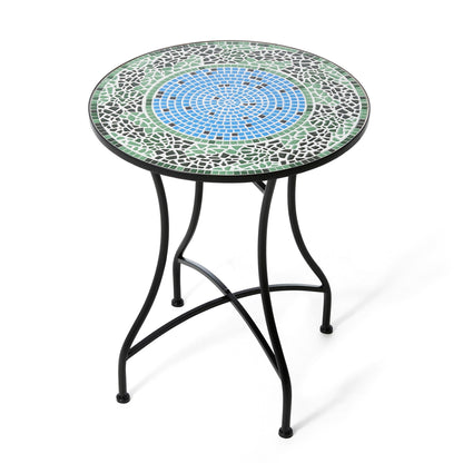 Glitzhome Set da bistrot pieghevole in metallo per esterni, 3 pezzi, tavolo e sedie da patio