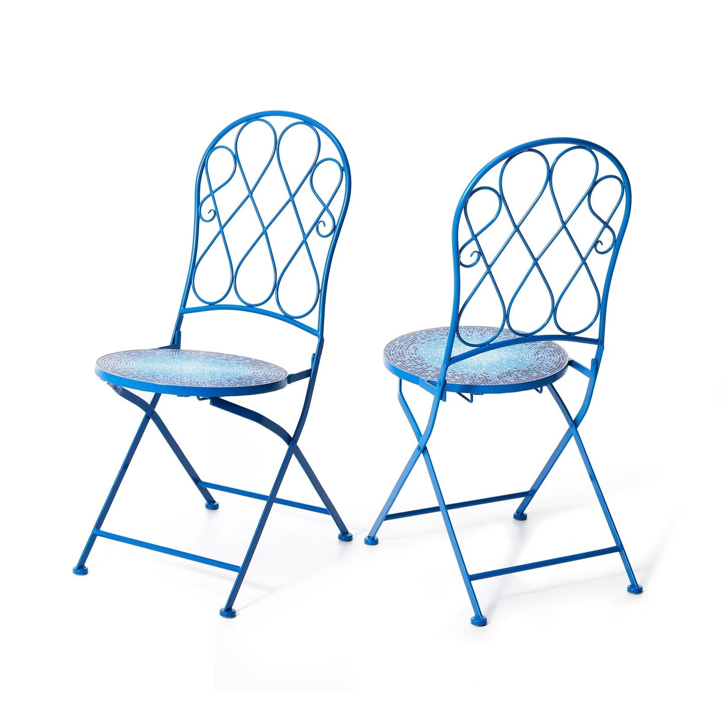 Glitzhome Set da bistrot pieghevole in metallo per esterni, 3 pezzi, tavolo e sedie da patio