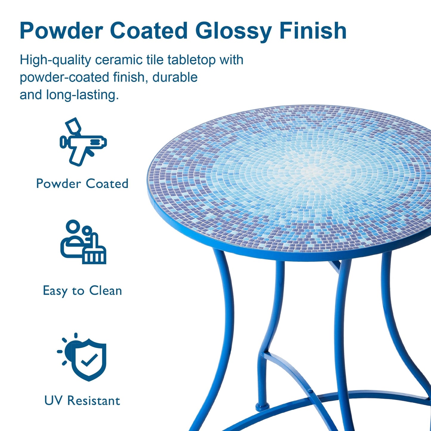 Glitzhome Set da bistrot pieghevole in metallo per esterni, 3 pezzi, tavolo e sedie da patio