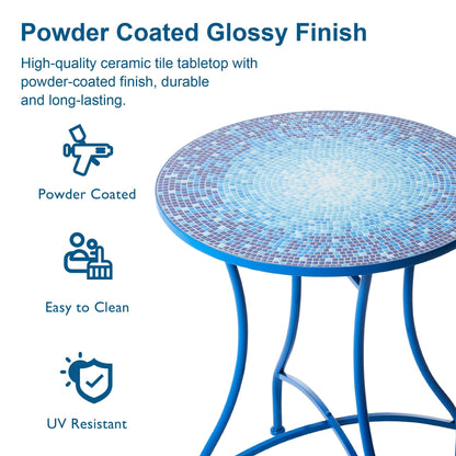 Glitzhome Set da bistrot pieghevole in metallo per esterni, 3 pezzi, tavolo e sedie da patio