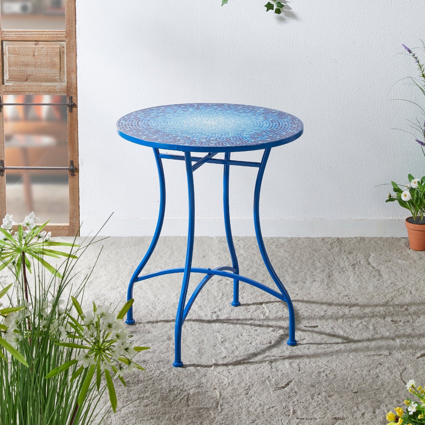 Glitzhome Set da bistrot pieghevole in metallo per esterni, 3 pezzi, tavolo e sedie da patio