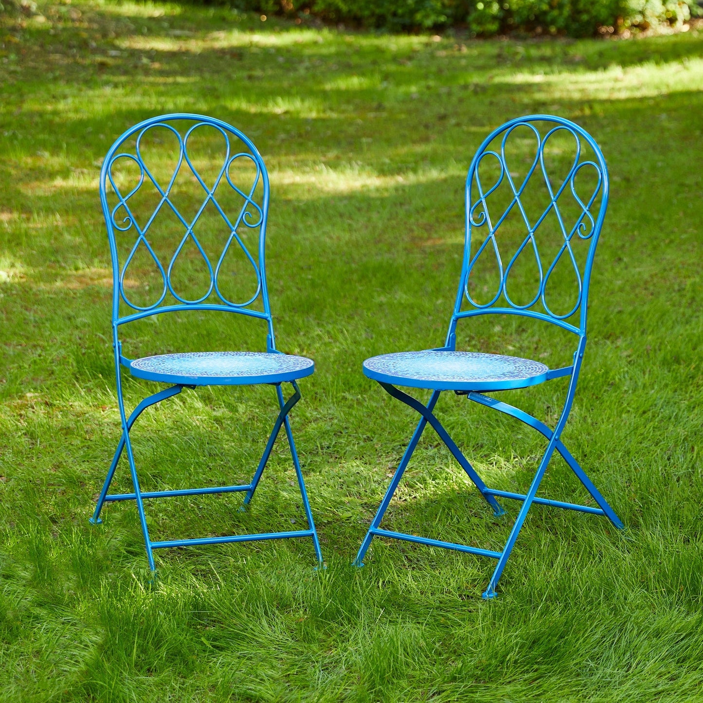 Glitzhome Set da bistrot pieghevole in metallo per esterni, 3 pezzi, tavolo e sedie da patio