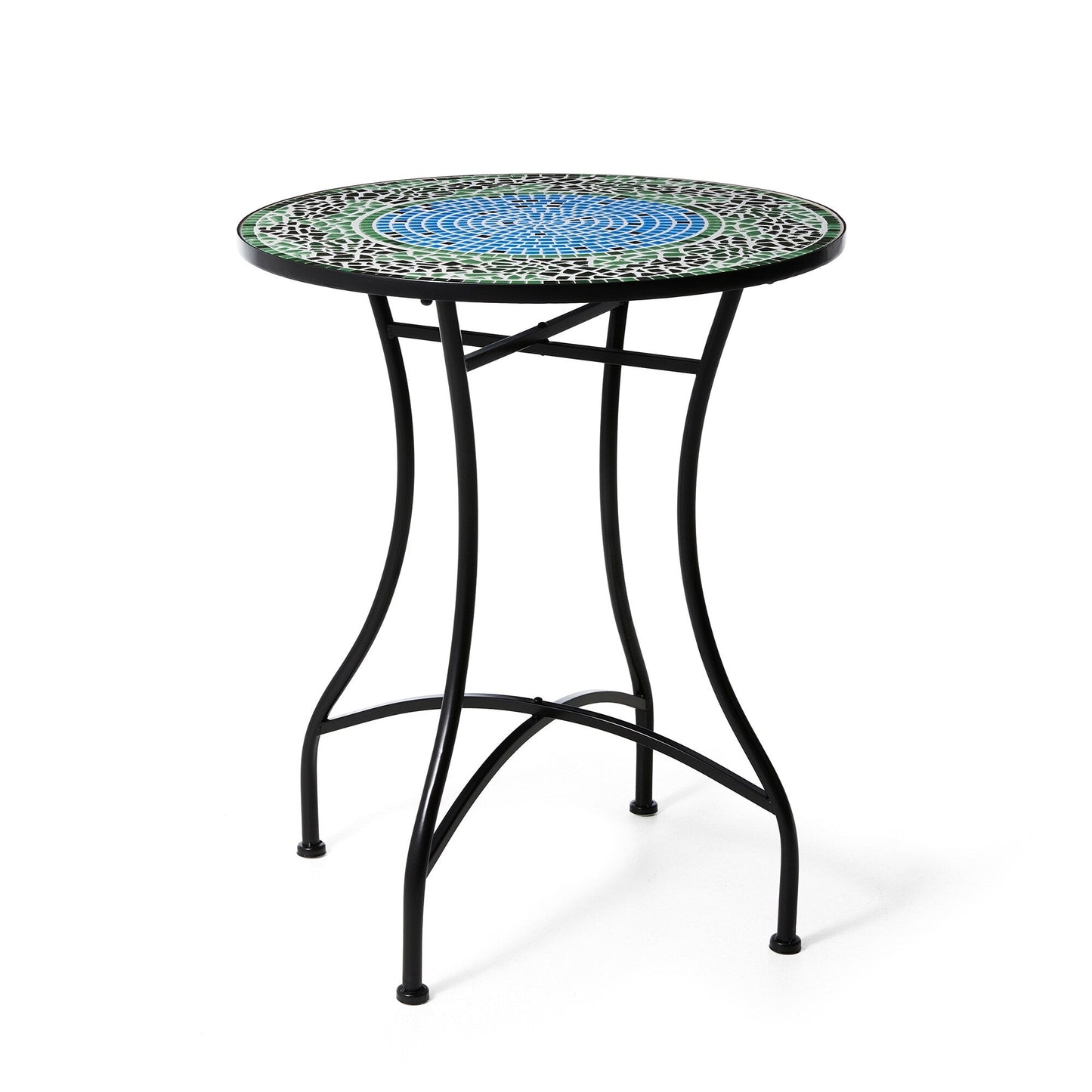 Glitzhome Set da bistrot pieghevole in metallo per esterni, 3 pezzi, tavolo e sedie da patio