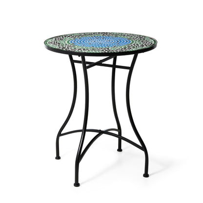 Glitzhome Set da bistrot pieghevole in metallo per esterni, 3 pezzi, tavolo e sedie da patio