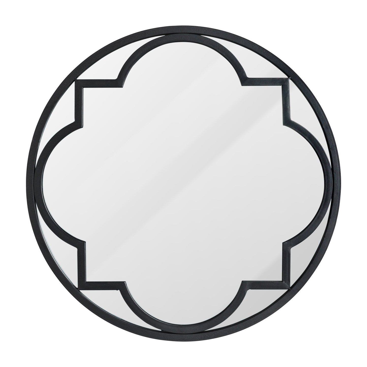 Glitzhome Specchio da parete moderno in metallo nero, rotondo/arcuato, in vetro, per interni