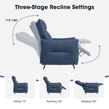 Glitzhome Set di 2 poltrone reclinabili in tessuto 41H con schienale ergonomico segmentato