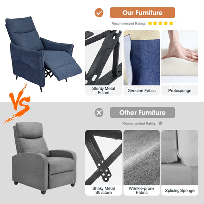 Glitzhome Set di 2 poltrone reclinabili in tessuto 41H con schienale ergonomico segmentato