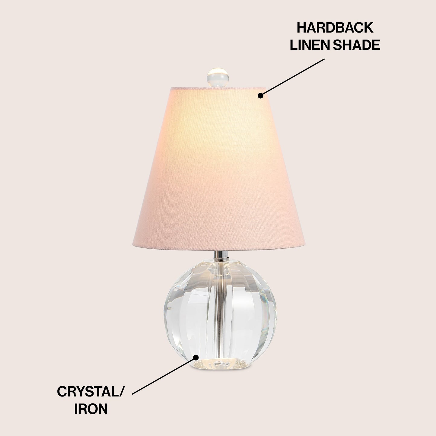 Lampada da tavolo a LED Goddard 16 Crystal Ball/Metal, di JONATHAN Y
