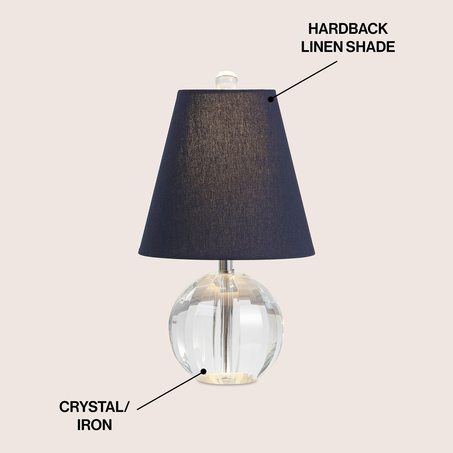 Lampada da tavolo a LED Goddard 16 Crystal Ball/Metal, di JONATHAN Y