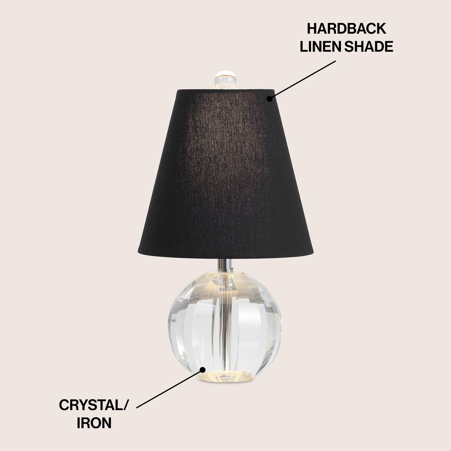 Lampada da tavolo a LED Goddard 16 Crystal Ball/Metal, di JONATHAN Y