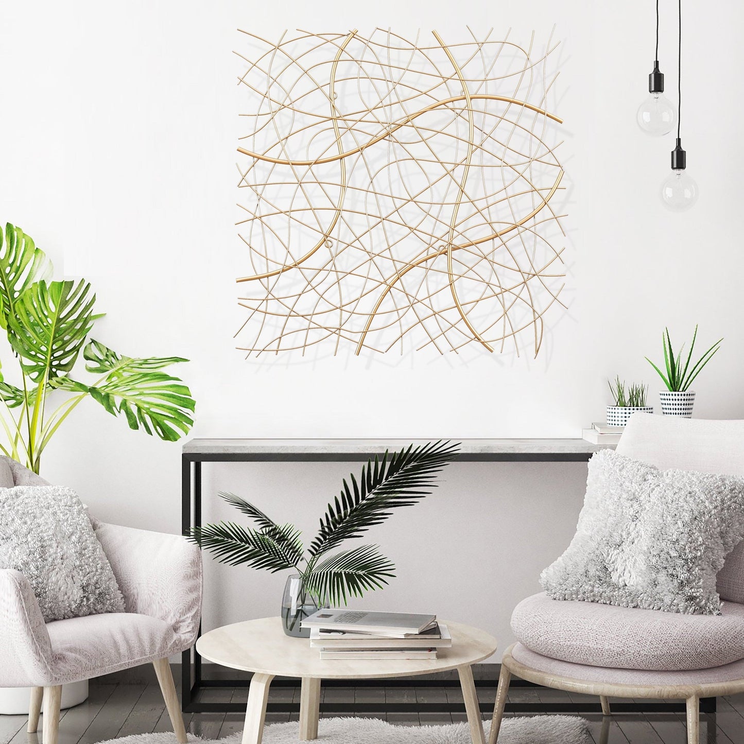 Decorazione moderna da parete in metallo astratto dorato