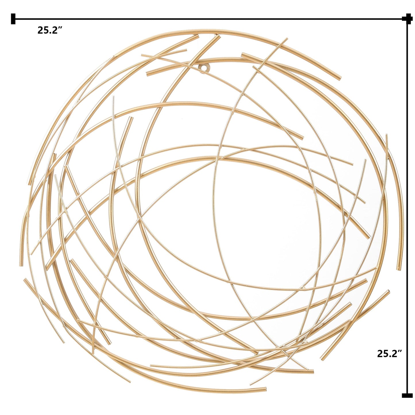 Decorazione da parete rotonda con vortice astratto in metallo dorato