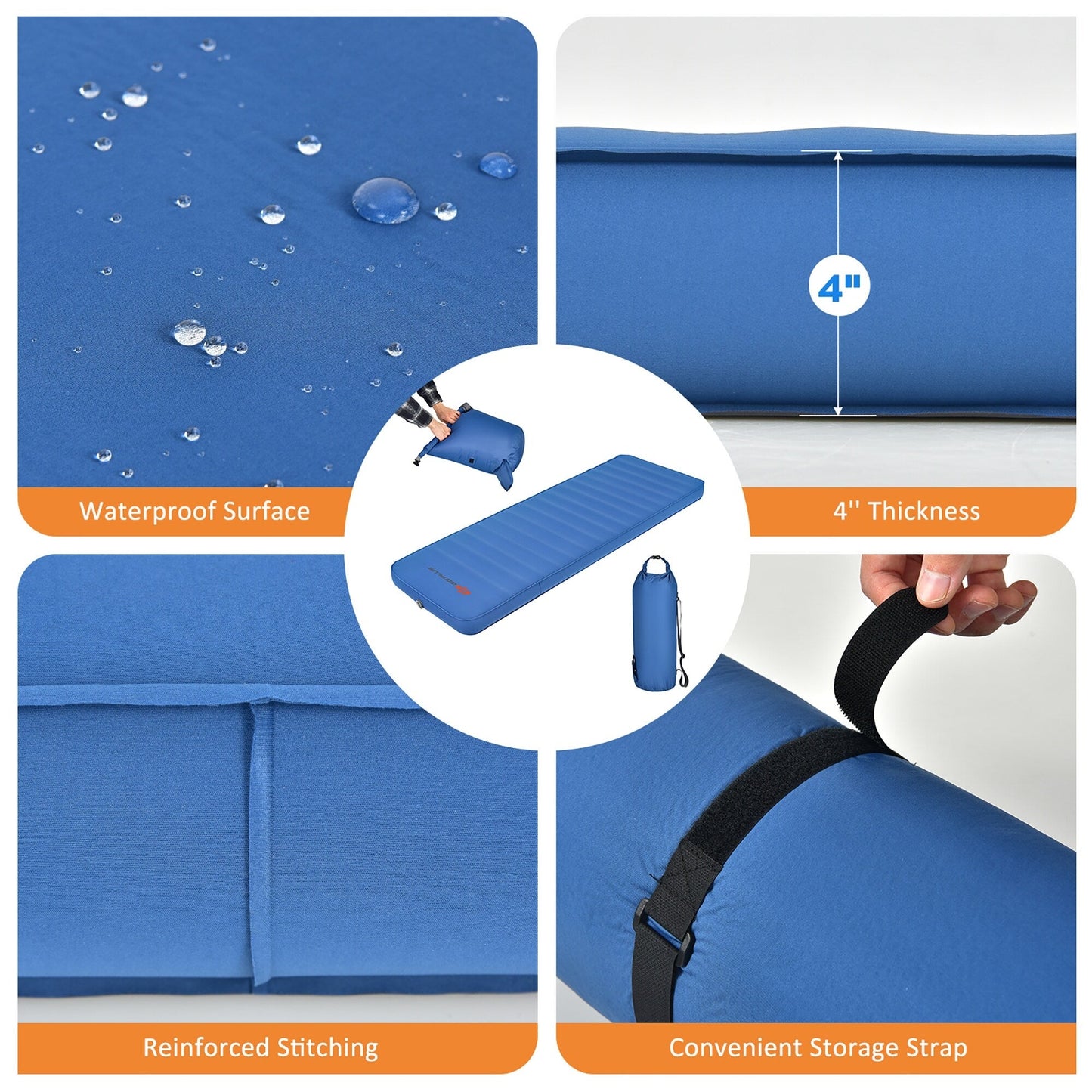 Materassino pieghevole Goplus, materasso da campeggio autogonfiabile con
