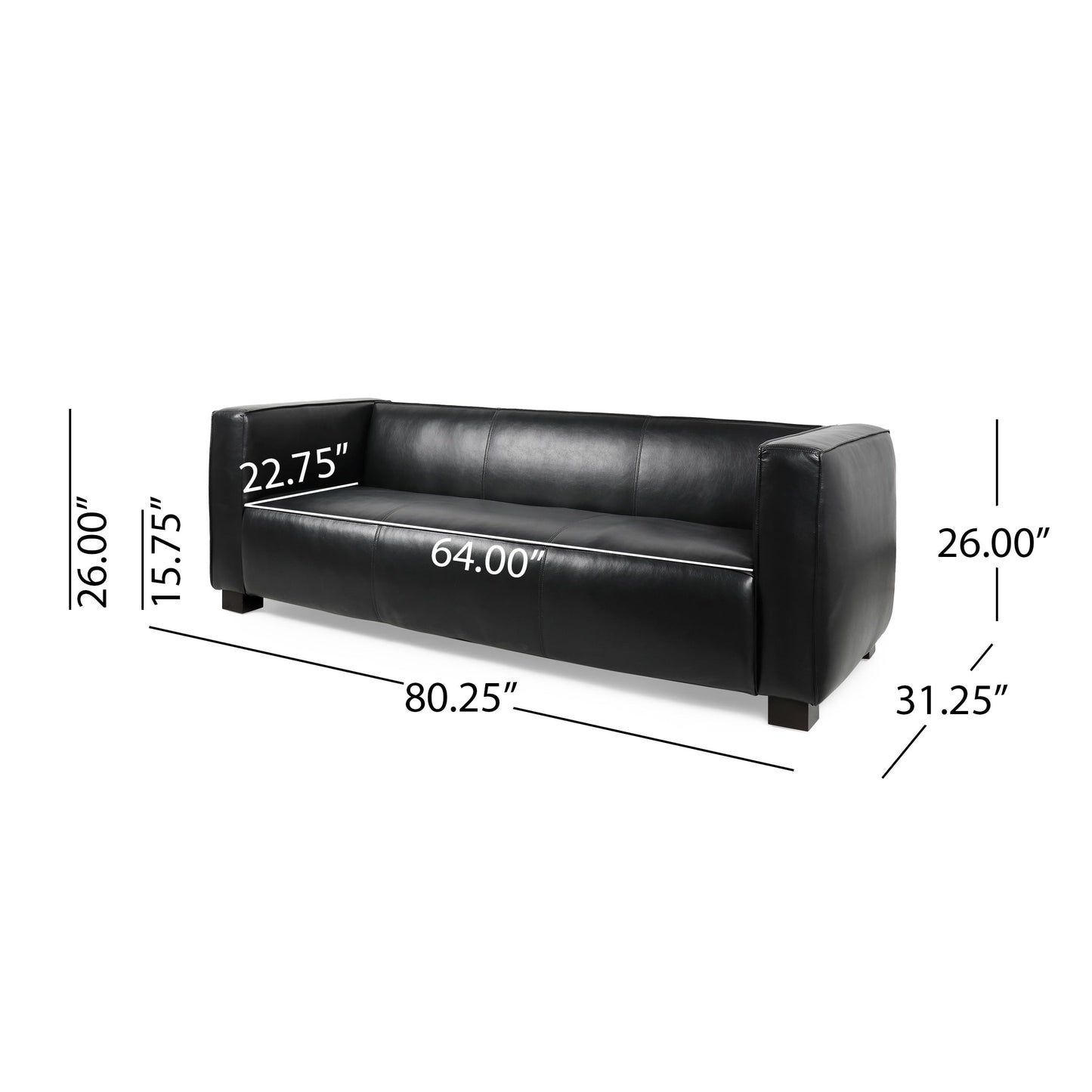 Divano a 3 posti in similpelle Goyette di Christopher Knight Home