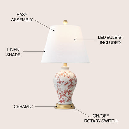 Lampada da tavolo a LED Grace 24 Floral, multicolore/ottone di JONATHAN Y